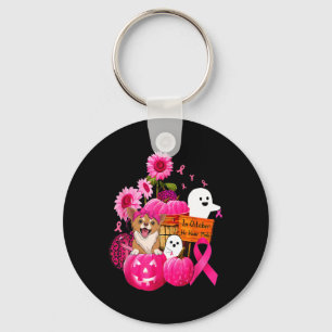 In October We Wear Pink Chihuahua Dog Breast Cance Keychain