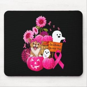 In October We Wear Pink Chihuahua Dog Breast Cance Mouse Pad