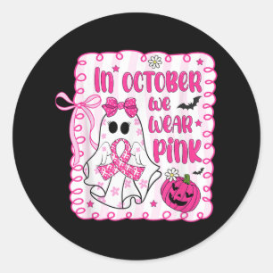 In October We Wear Pink Coquette Breast Cancer Awa Classic Round Sticker