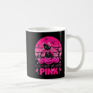 In October We Wear Pink Cute Cat Halloween Breast Coffee Mug