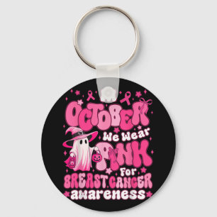 In October We Wear Pink Cute Ghost Breast Cancer A Keychain