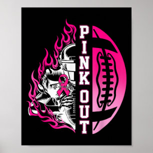 In October We Wear Pink Football Breast Cancer Awa Poster