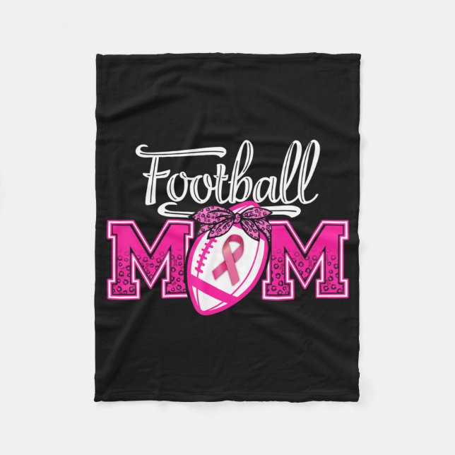 In October We Wear Pink Football Mom Breast Cancer Fleece Blanket (Front)