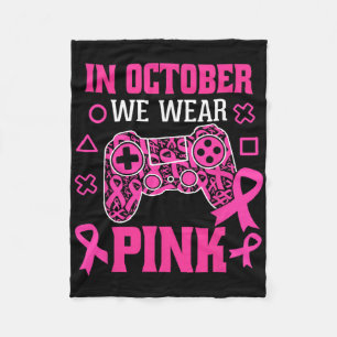 In October We Wear Pink Game Breast Cancer Awarene Fleece Blanket