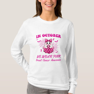 In October We Wear Pink Ghost Witch Breast Cancer T-Shirt