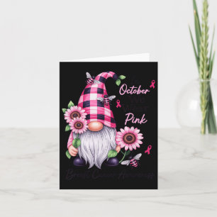 In October We Wear Pink Gnome Breast Cancer Awaren Card