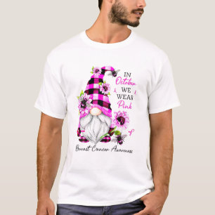 In October We Wear Pink Gnome Breast Cancer Awaren T-Shirt