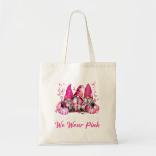 In October We Wear Pink Gnome Breast Cancer Awaren Tote Bag