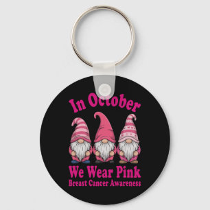 In October We Wear Pink Gnome Squad Keychain