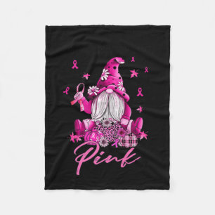 In October We Wear Pink Gnomes Breast Cancer Aware Fleece Blanket