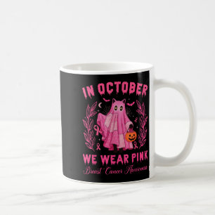 In October, We Wear Pink Halloween Black Cat Cute Coffee Mug