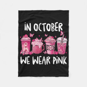 In October We Wear Pink Halloween Breast Cancer Aw Fleece Blanket