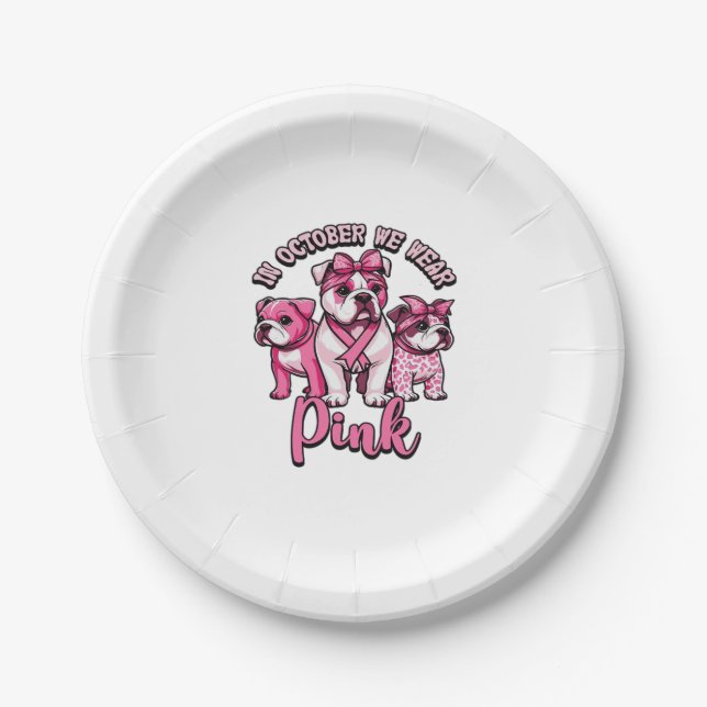 In October We Wear Pink � Halloween Cute Dogs Brea Paper Plate (Front)