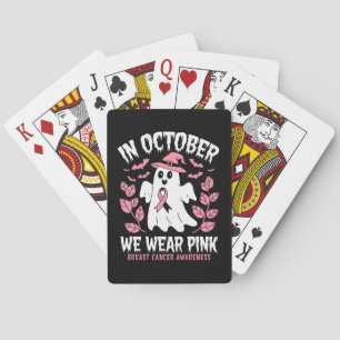 In October We Wear Pink Halloween Witch  Playing Cards