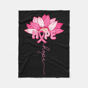 In October We Wear Pink Hope Floral Breast Cancer Fleece Blanket