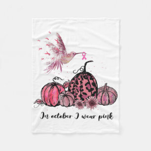 In October We Wear Pink Hummingbird Breast Cancer Fleece Blanket