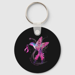 In October We Wear Pink Hummingbird Breast Cancer Keychain