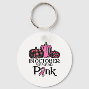 In October We Wear Pink Leopard Breast Cancer Awar Keychain