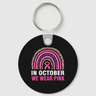 In October We Wear Pink Leopard Breast Cancer Awar Keychain