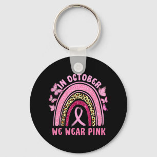 In October We Wear Pink Leopard Breast Cancer Awar Keychain