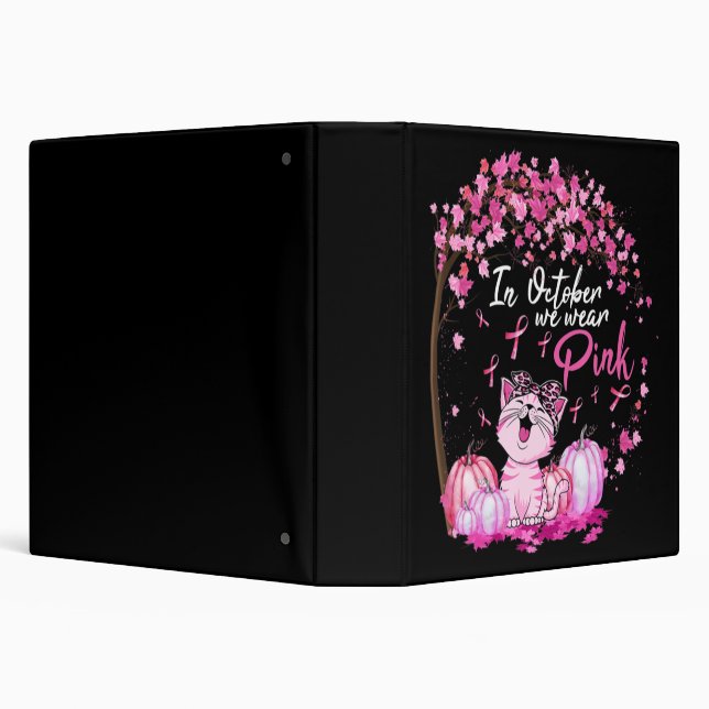 In October We Wear Pink Leopard Cat Breast Cancer  Binder (Background)