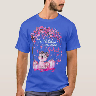 In October We Wear Pink Leopard Cat Breast Cancer  T-Shirt