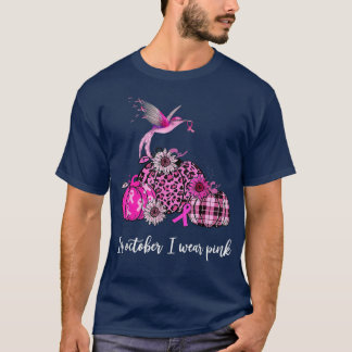 In October We Wear Pink Leopard Hummingbird Breast T-Shirt