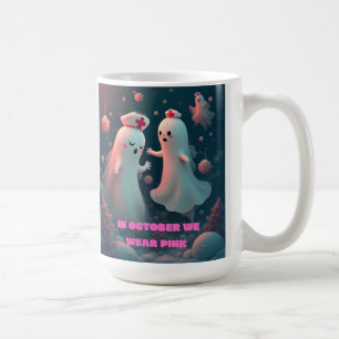 In October We Wear Pink Nurse Ghost Halloween 2025 Coffee Mug