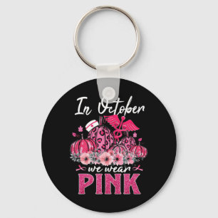 In October We Wear Pink Nurse Life Pumpkin Leopard Keychain