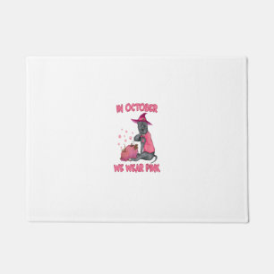 In October We Wear Pink Pitbull Dog Breast Cancer Doormat