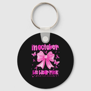 In October We Wear Pink Preppy Coquette Bow Breast Keychain