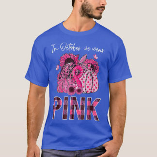 In October We Wear Pink Pumpkin Breast Cancer Leop T-Shirt