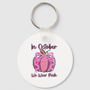 🎃💖 In October We Wear Pink Pumpkin Design Keychain