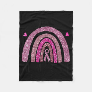 In October We Wear Pink Rainbow Breast Cancer Awar Fleece Blanket