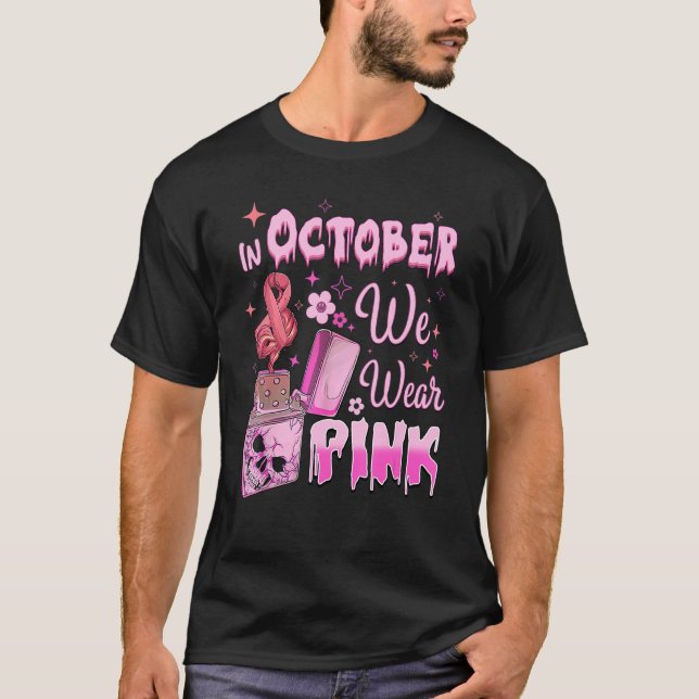 In October We Wear Pink Retro Fire Clipper Lighter T-Shirt (Front)