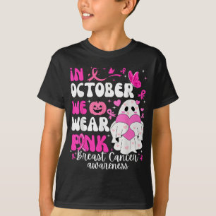 In October We Wear Pink Ribbon Breast Cancer Aware T-Shirt