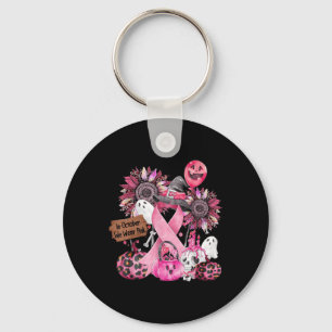 In October We Wear Pink Ribbon Ghost Halloween Bre Keychain