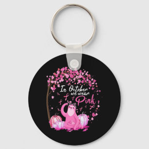 In October We Wear Pink Ribbon Sloth Breast Cancer Keychain