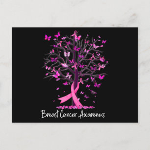 In October We Wear Pink Ribbon Tree Breast Cancer  Postcard
