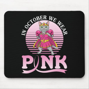 In October We Wear Pink Selkirk Rex Cat Warrior Aw Mouse Pad