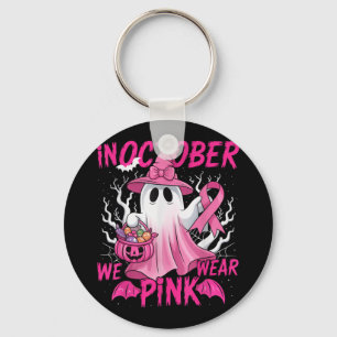 In October We Wear Pink Shirt Breast Cancer Awaren Keychain
