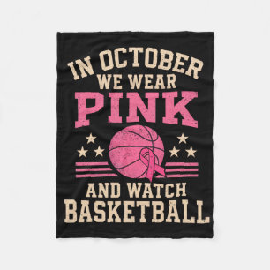 In October We Wear Pink Sketll Breast Cancer Aware Fleece Blanket
