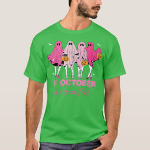 in October We Wear Pink spooky Ghoul Breast Cancer T-Shirt