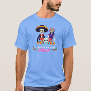 In October We Wear Pink Sugar Skull Breast Cancer  T-Shirt
