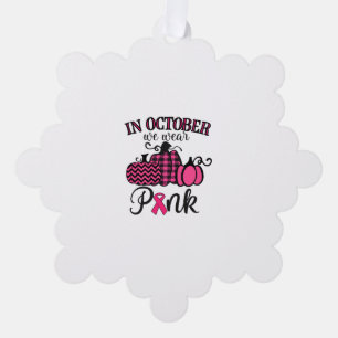 In October We Wear Pink Thanksgiving Breast Cancer Ornament Card