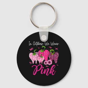 In October We Wear Pink Tooth Leopard Dental Breas Keychain