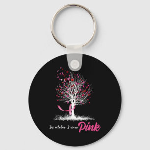 In October We Wear Pink Tree Breast Cancer Awarene Keychain