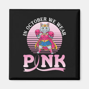 In October We Wear Pink Turkish Angora Cat Warrior Magnet