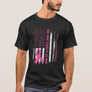 In October We Wear Pink USA Flag Breast Cancer Awa T-Shirt