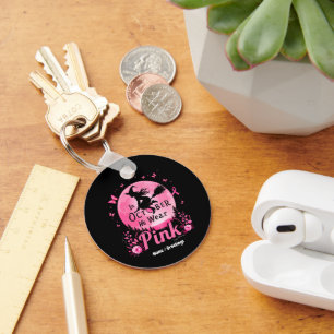 In October We Wear Pink Witch Breast Cancer Keychain